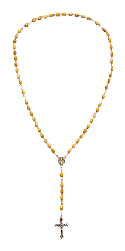 Jerusalem Cross Olive Wood Rosary Full Length