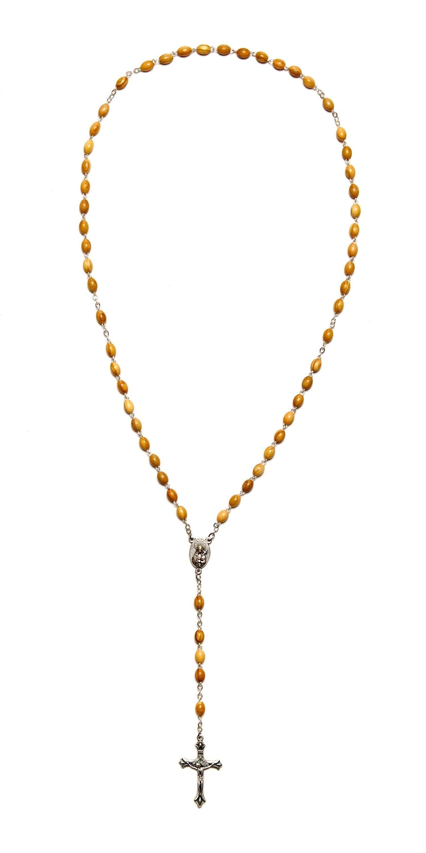Maria Olive Wood Rosary Full Length