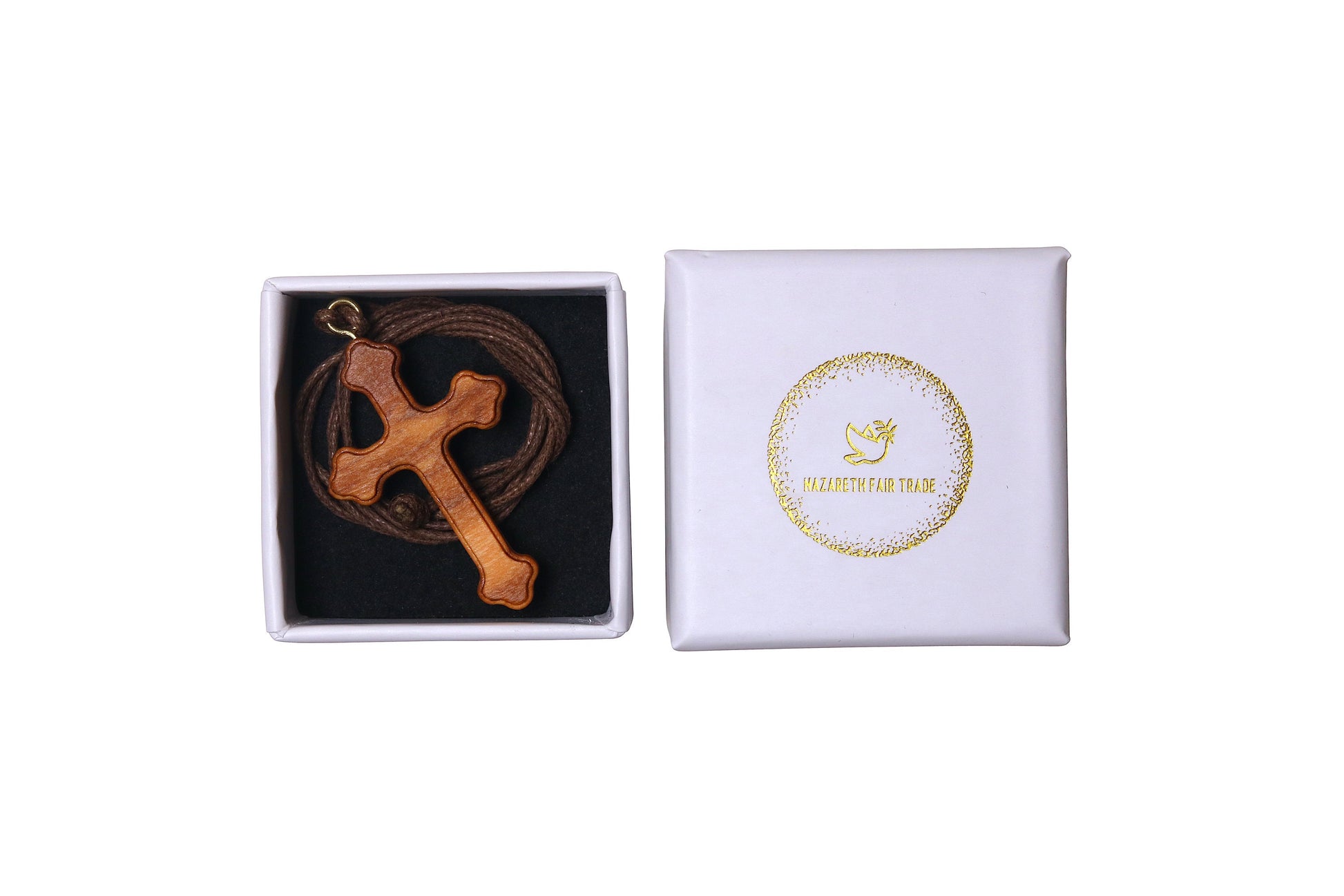 Orthodox olive wood cross necklace 