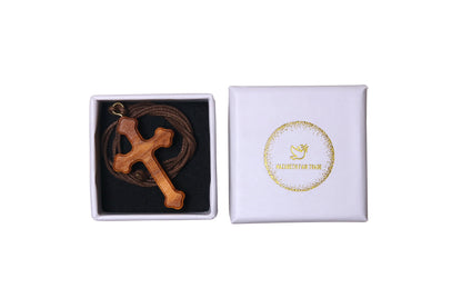 Orthodox olive wood cross necklace 
