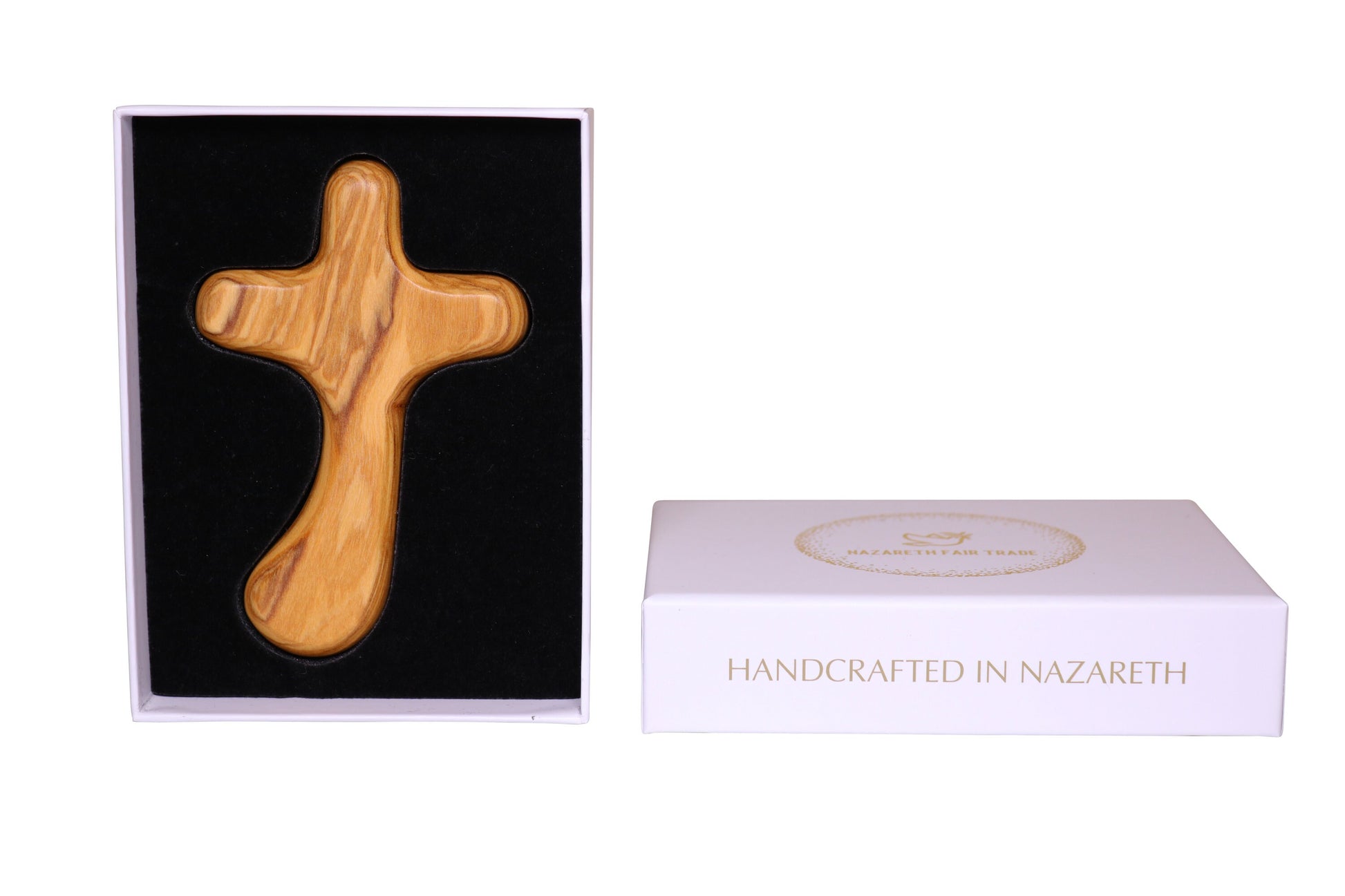 Pocket & Holding Curvy Cross In Gift Box Standing