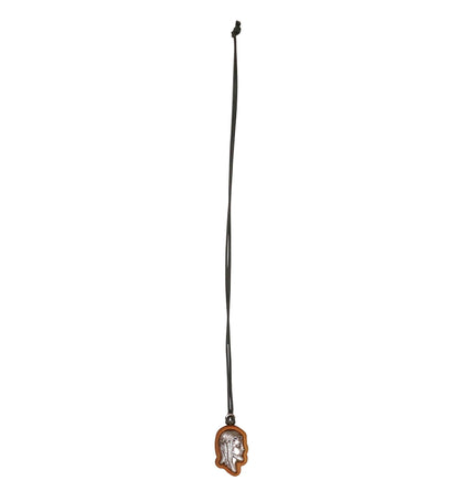 Visage of Jesus Olive Wood Necklace with cord