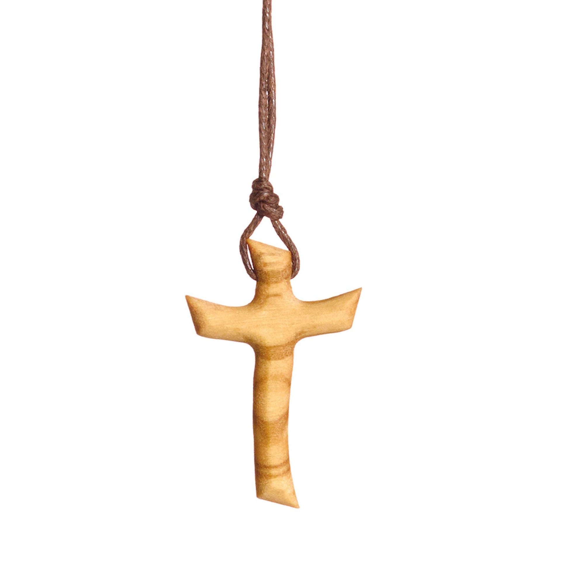 Engraved Olive Wood Cross Necklace