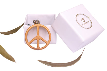 Handmade Olive Wood Peace Sign Keychain, Pendant Symbol, Hand Crafted In Nazareth - NazarethFairTrade