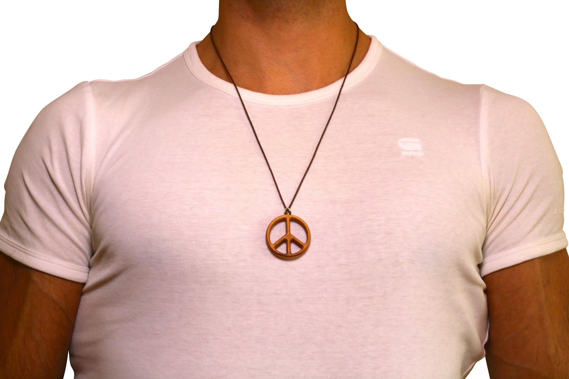 Handmade Olive Wood Peace Sign Necklace, Pendant Symbol, Handcrafted In Nazareth - NazarethFairTrade