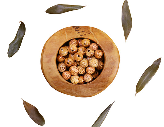 NazarethFairTrade Olivenholzperlen, handgefertigt in Galiläa – natürliche, gravierte Holzperlen aus dem Heiligen Land zum Basteln und zur Schmuckherstellung