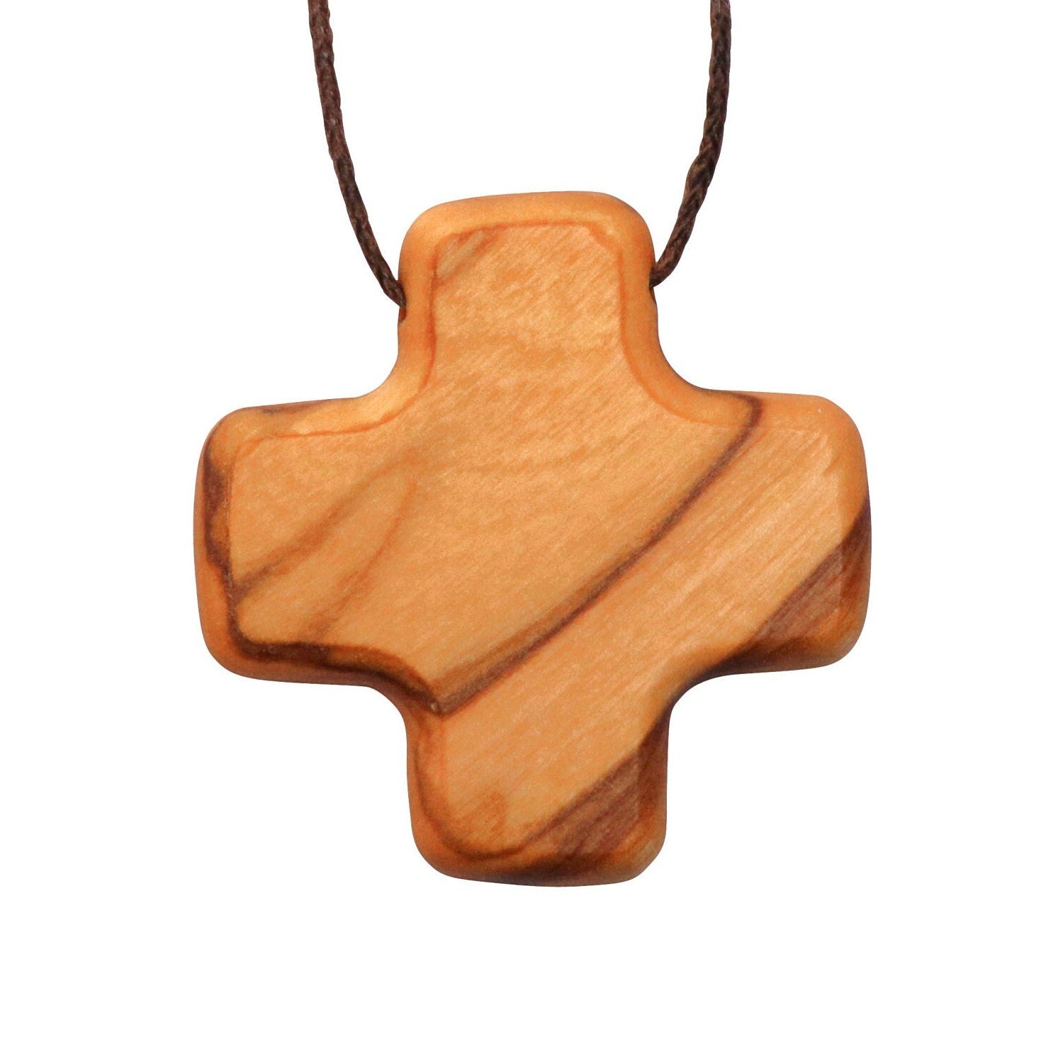 Nazareth Fair Trade Handmade Olive Wooden Greek Harmony Cross Necklace - Crafted in The Holy Land - Religious Jewelry - NazarethFairTrade